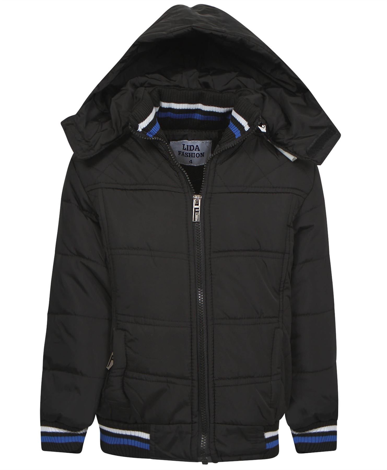 Boys Padded Bomber Jacket Detach Hood Kids Faux Fur Lined Zip Coat 314 Years eBay