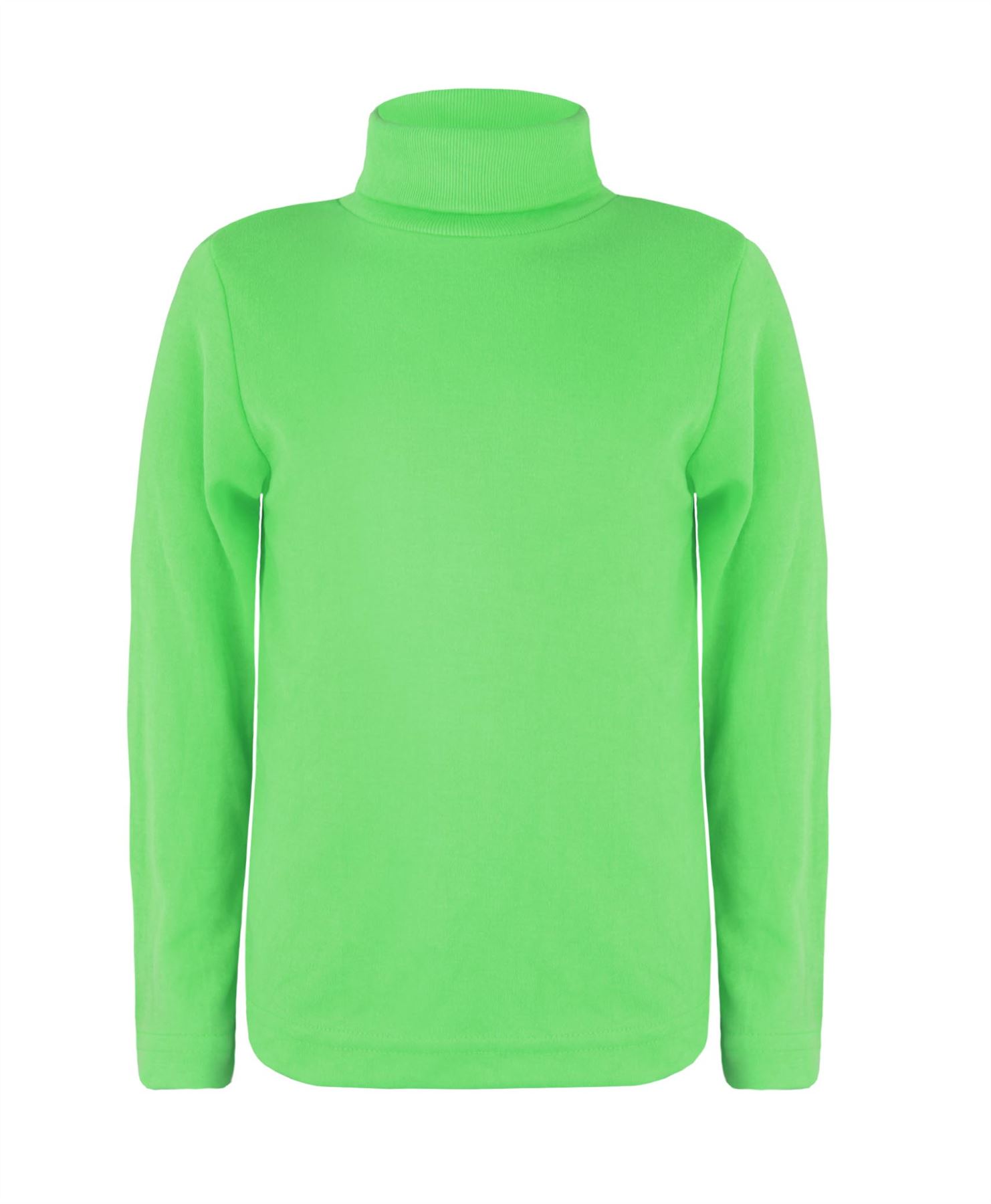 KIDS TURTLENECK LONG SLEEVE PLAIN BASIC TOP GIRLS BOYS JERSEY POLO TOPS 114 Y