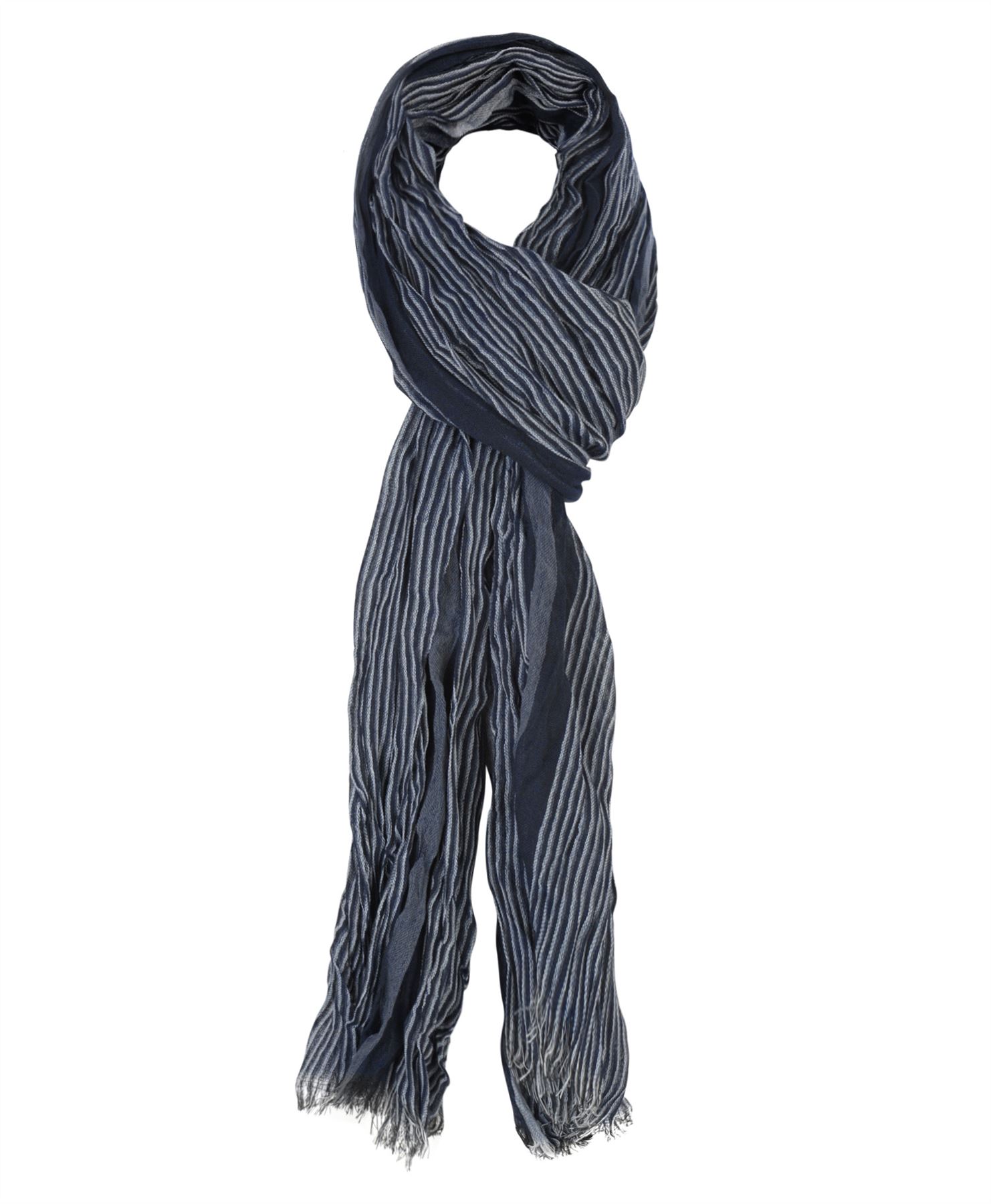 Mens Crinkled Stripe Print Scarf Soft Lightweight Wrap Long Scarves