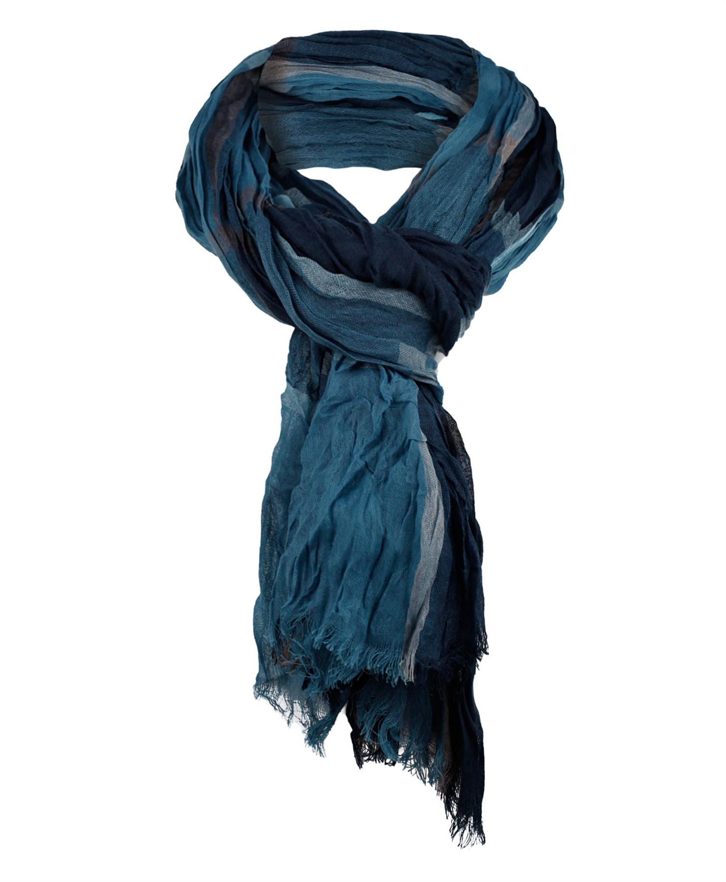Mens Check Print Crinkled Scarf Soft Lightweight Wrap Long Scarves