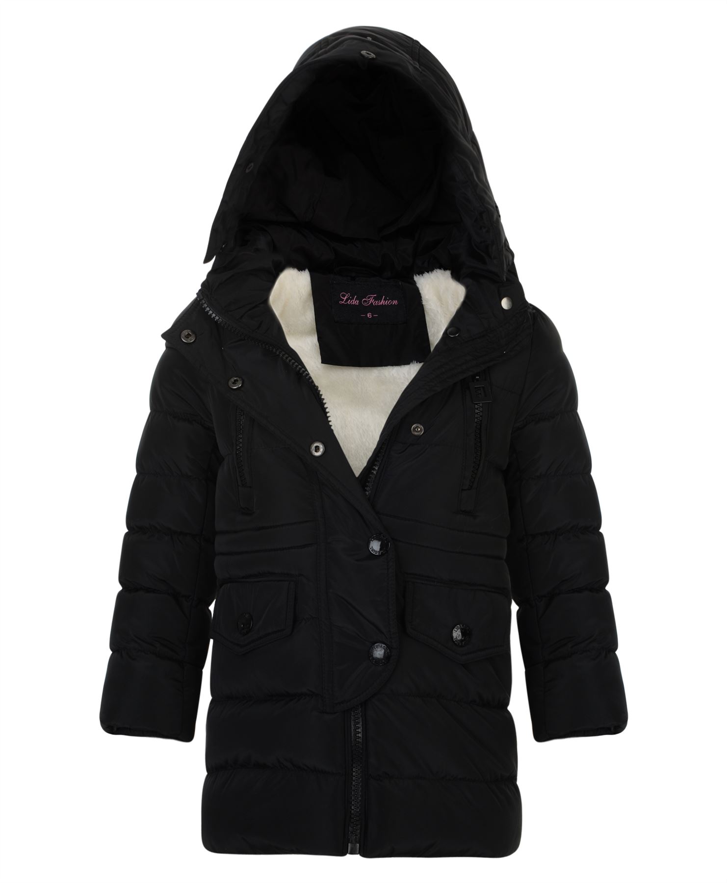 Girls Long Cotton Down Quilted Winter Jacket Kids Detach
