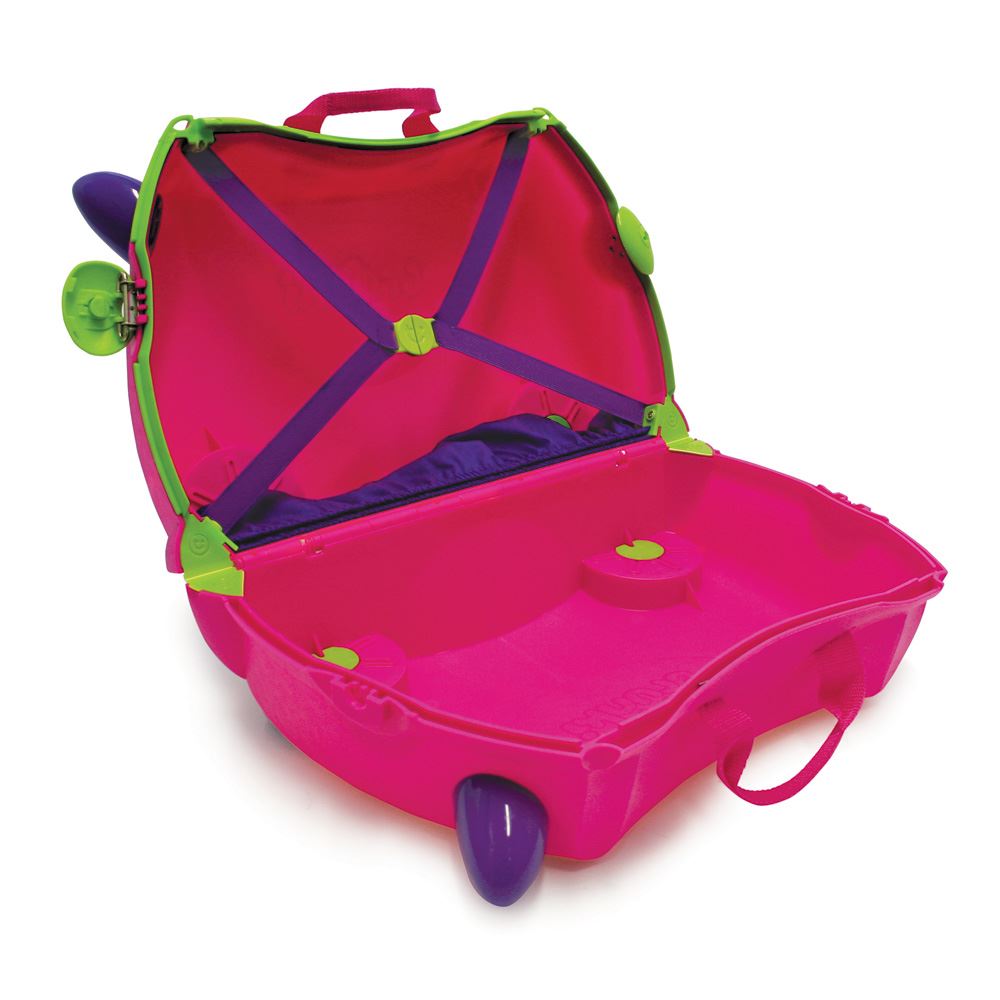 KIDS LUGGAGE 'TRIXI' TRUNKI PULL ALONG SUITCASE NEW HAND RIDE ON PINK