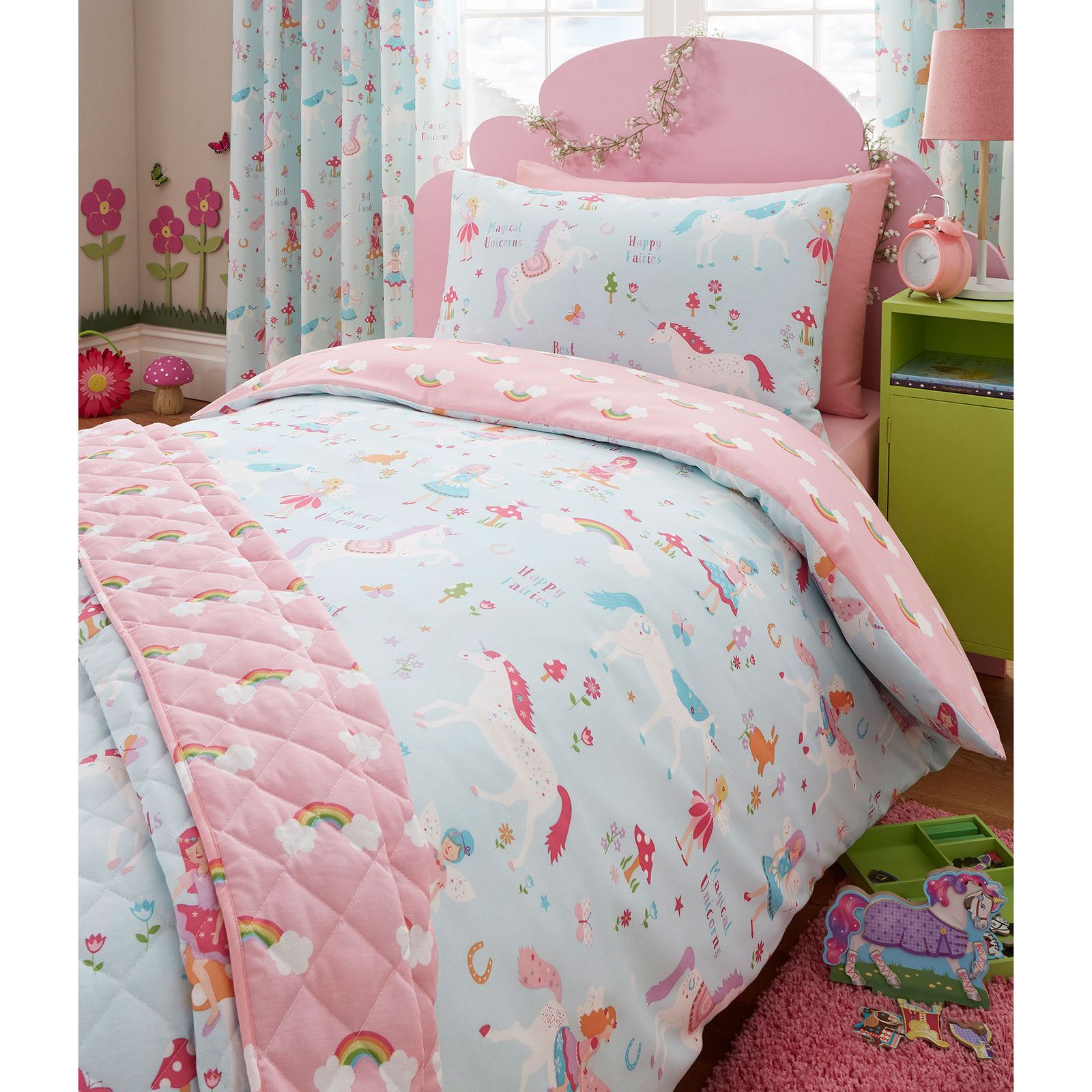 MAGICAL UNICORN SINGLE DUVET COVER KIDS BEDDING UNICORN FAIRY eBay