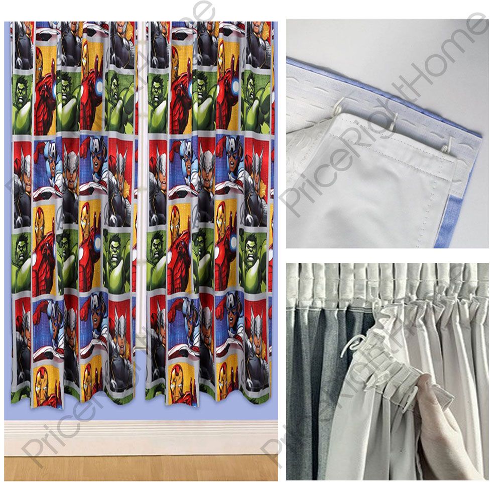 MARVEL AVENGERS TEAM 66" x 72" CURTAINS + BLACKOUT CURTAIN LINING