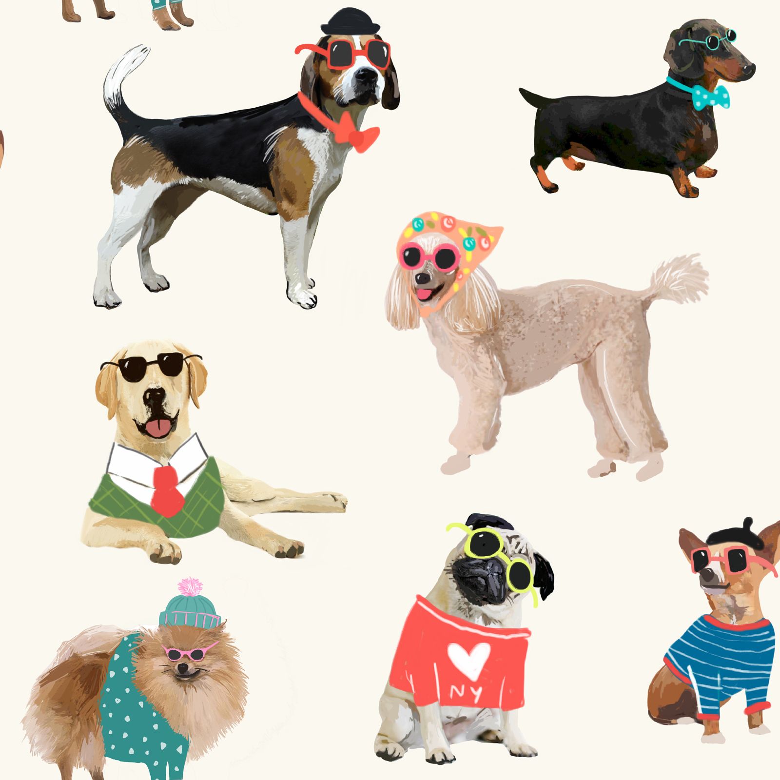 DOG THEMED WALLPAPER ANIMAL LOVE PUG, PUPPY + VARIOUS DESIGNS AVAILABLE