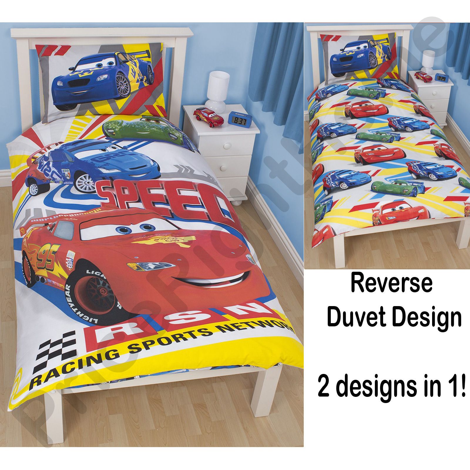 DISNEY CARS DUVET COVERS SINGLE, DOUBLE & JUNIOR BEDDING LIGHTNING MCQUEEN eBay