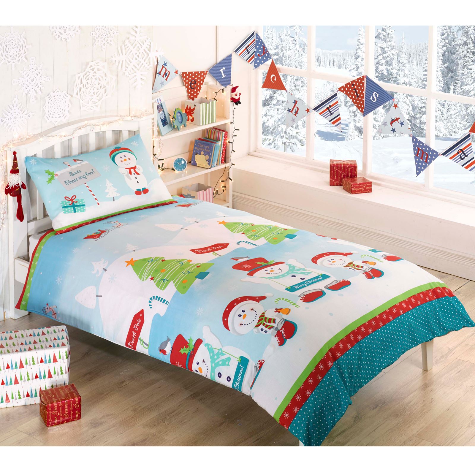 CHRISTMAS DUVET COVER SETS VARIOUS STYLES SNOWMAN SANTA KIDS BEDDING