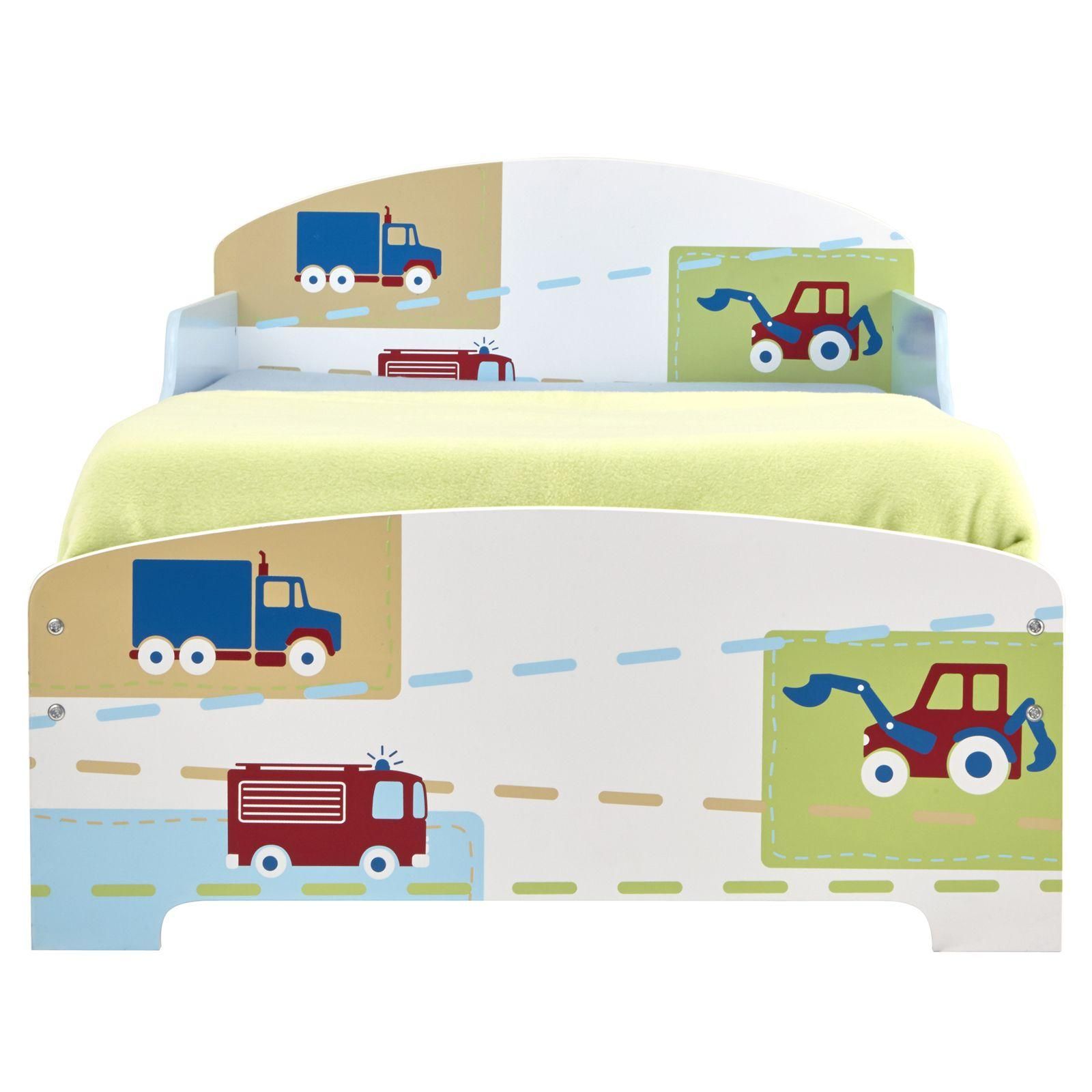 BOYS TRUCK & TRACTORS GENERIC TODDLER BED WITH STORAGE & SHELF