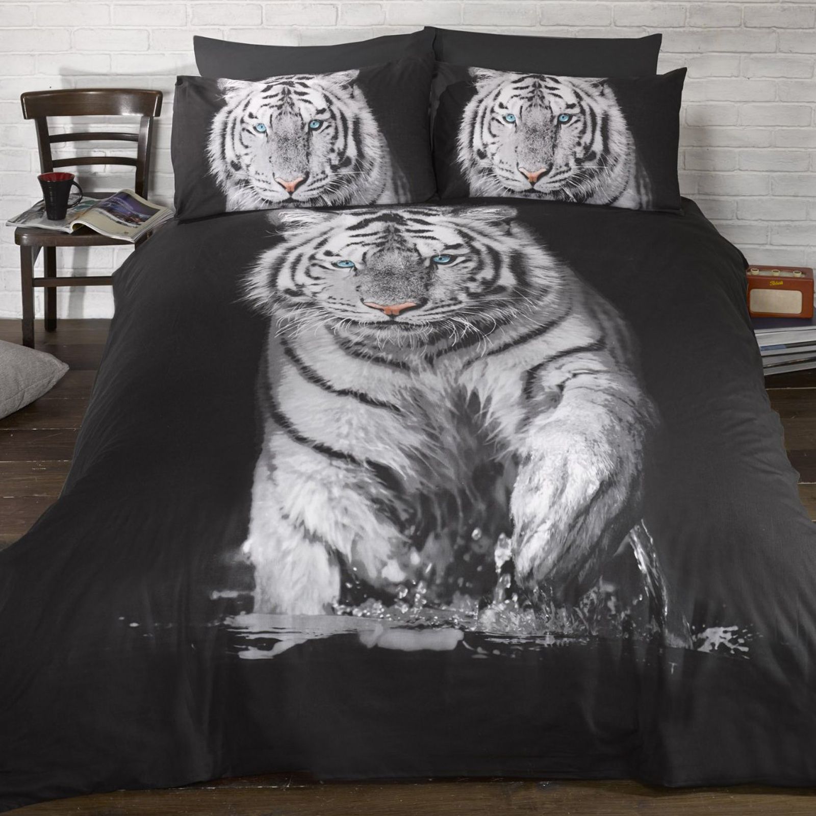 white tiger single duvet cover pillowcase set new bedding white tiger single duvet cover pillowcase set new bedding