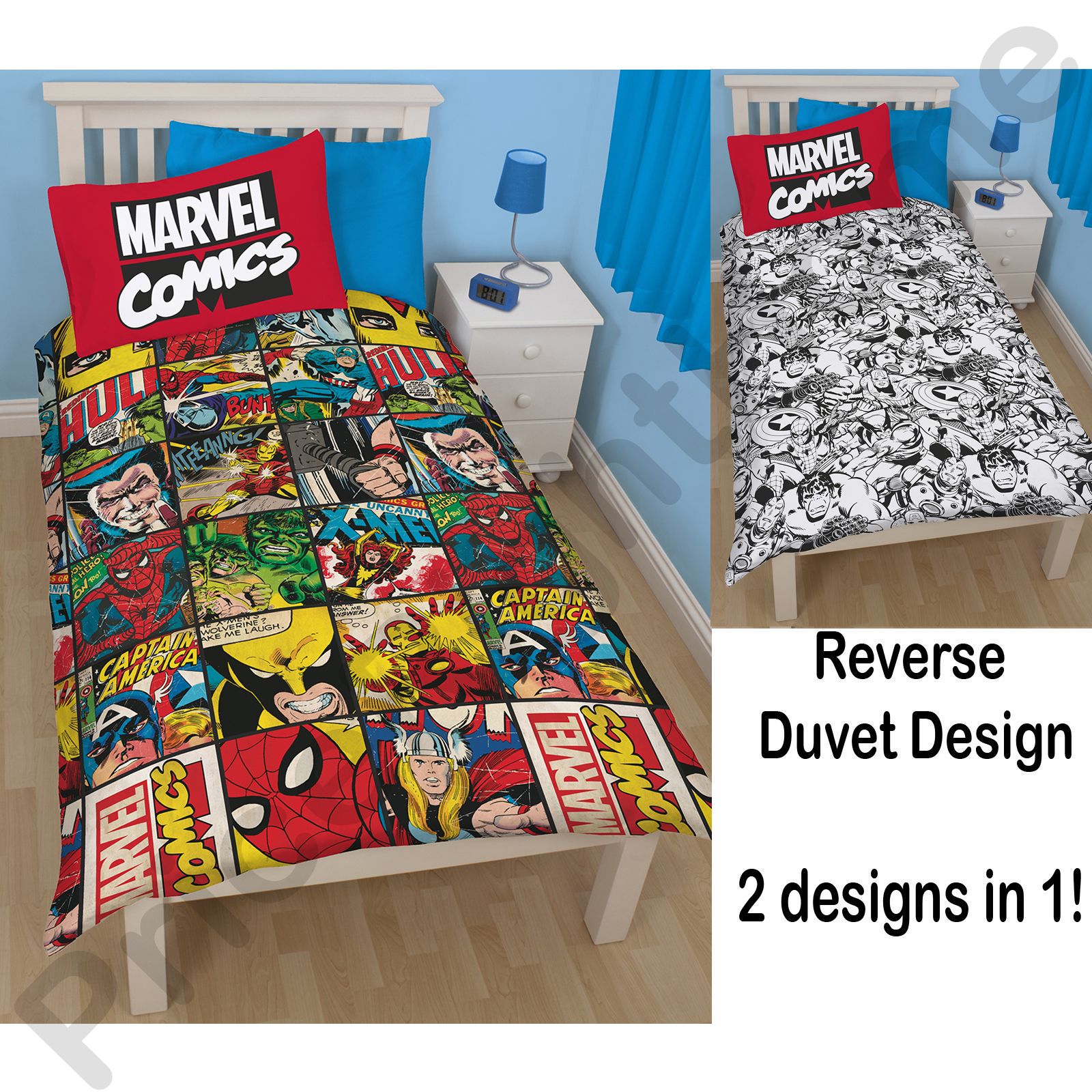 SUPERHERO SINGLE & DOUBLE BEDDING MARVEL COMICS, AVENGERS & JUSTICE