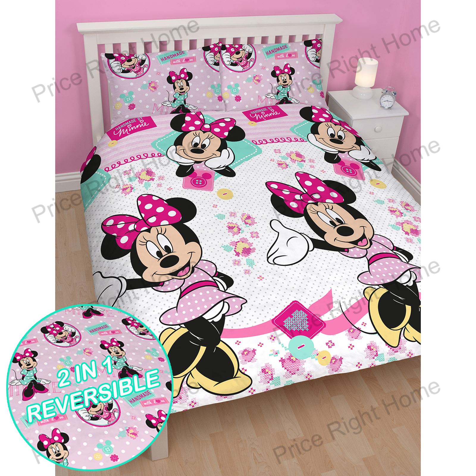 DISNEY MINNIE MOUSE OFFICIAL SINGLE, DOUBLE & JUNIOR DUVET COVERS KIDS