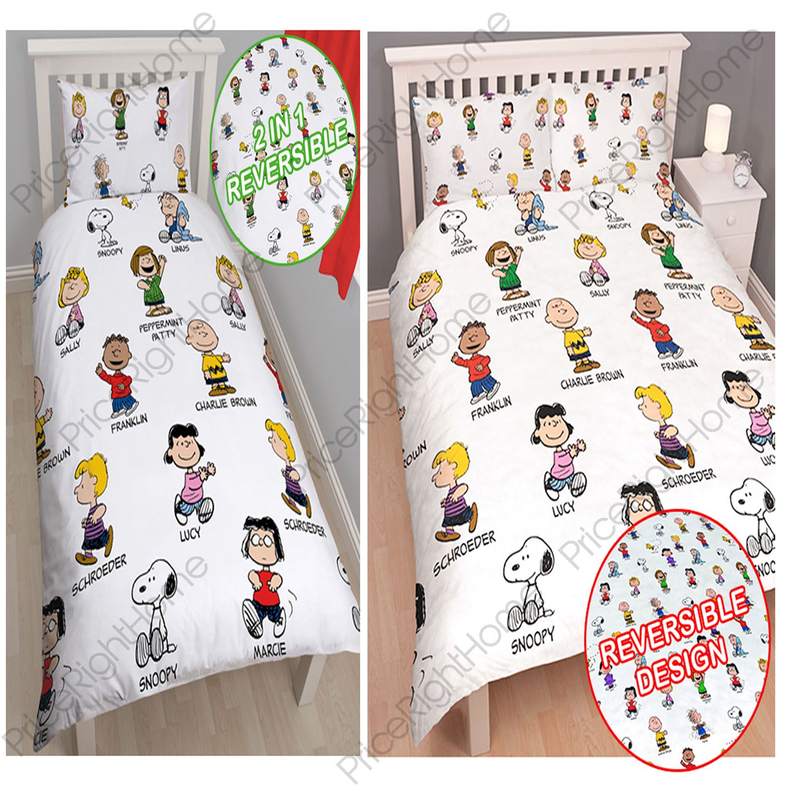 PEANUTS SNOOPY SINGLE & DOUBLE DUVET COVERS BEDDING OFFICIAL NEW FREE P
