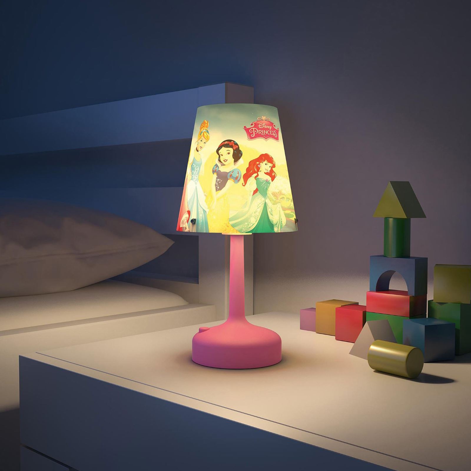 DISNEY PRINCESS PINK PORTABLE DESK LAMP CHILDRENS BEDROOM LIGHTING 100