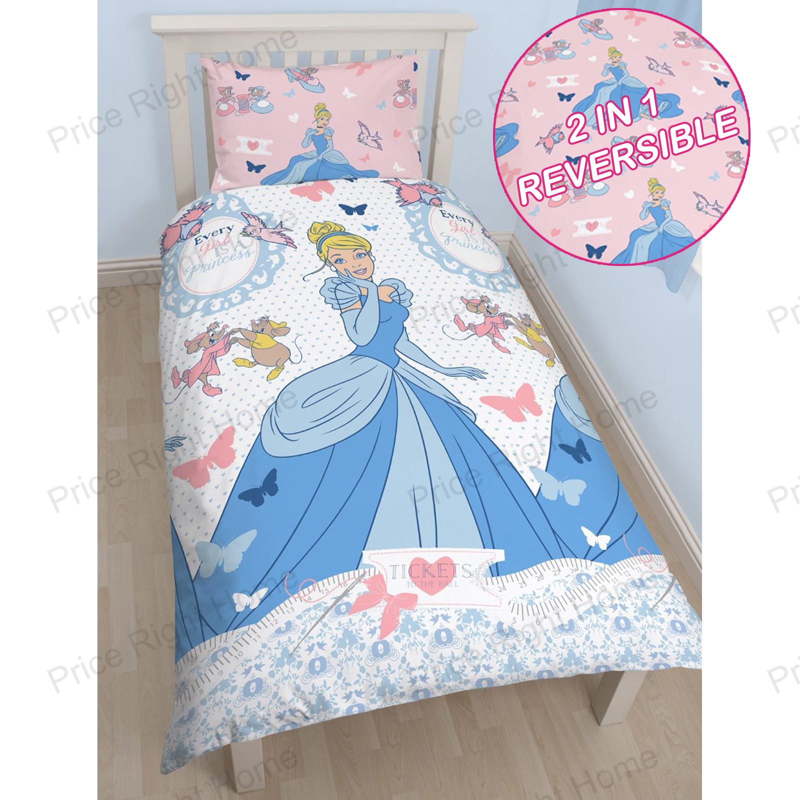 DISNEY PRINCESS CINDERS SINGLE DUVET COVER SET CINDERELLA eBay