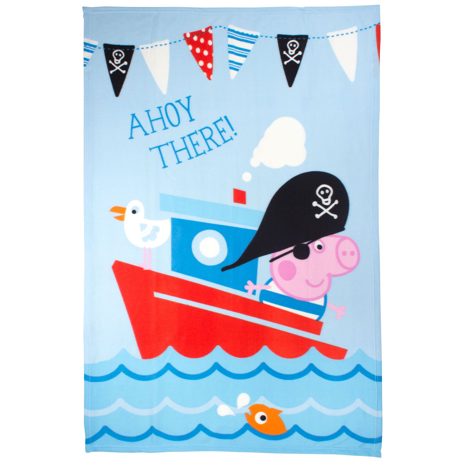 PEPPA PIG PIRATE FLEECE BLANKET NEW BLUE OFFICIAL 100CM X 150CM
