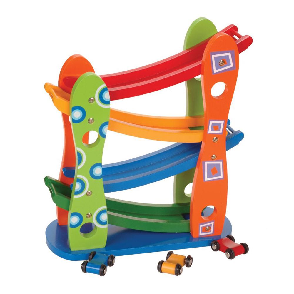 WOODEN ZIG ZAG RAMP RACER CARS RUN FUN TOY GIFT by LEOMARK eBay