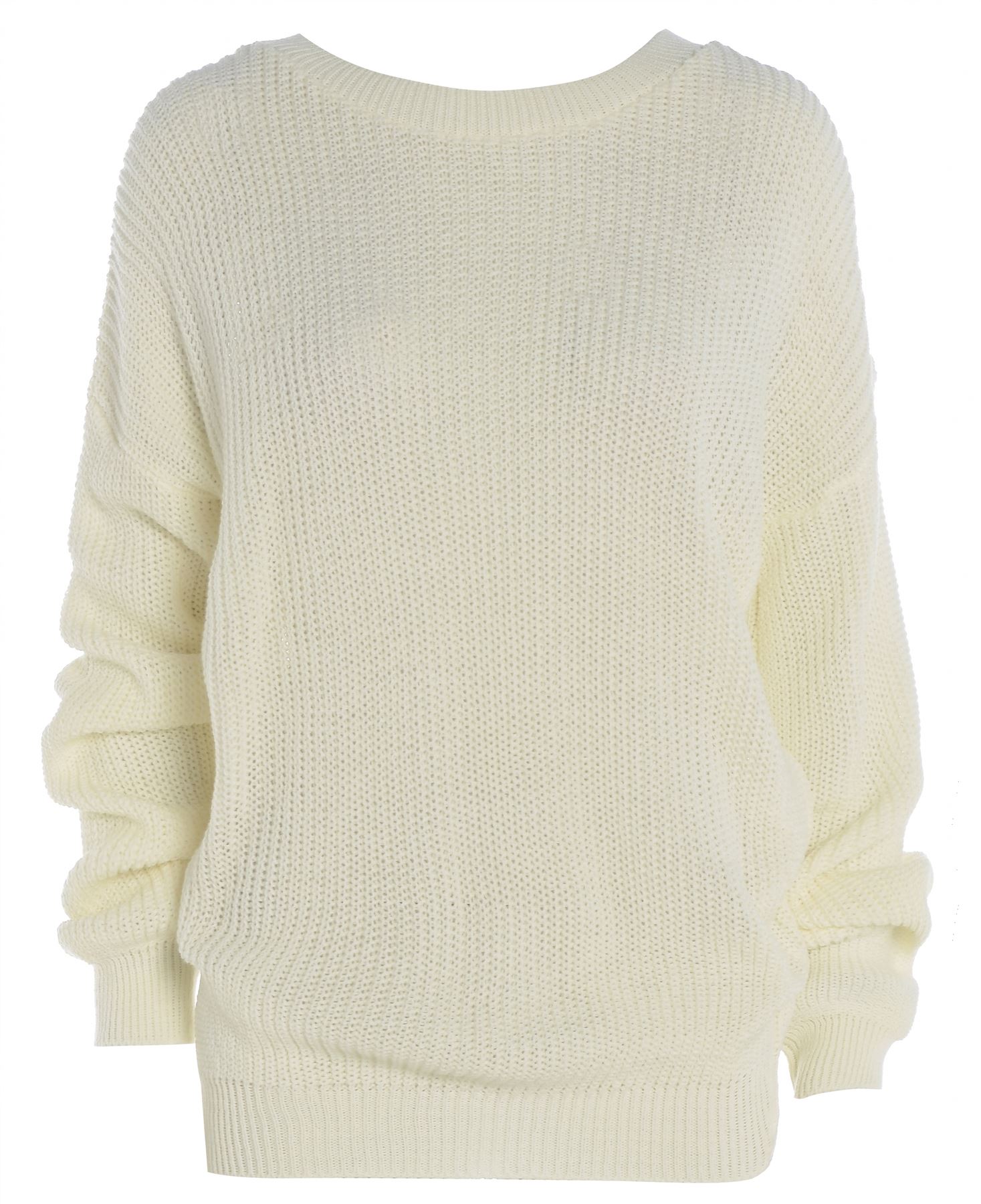 New Ladies Womens Plain Oversized Baggy Knitted Jumper Chunky Sweater Top Rib...