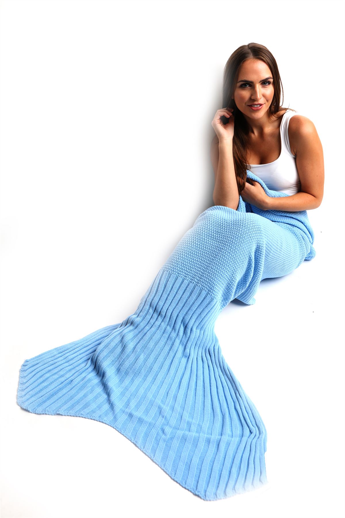 Mermaid Tail Quilt Knit Rug Cocoon Beach Sofa Handmade Adult UK Lapghan