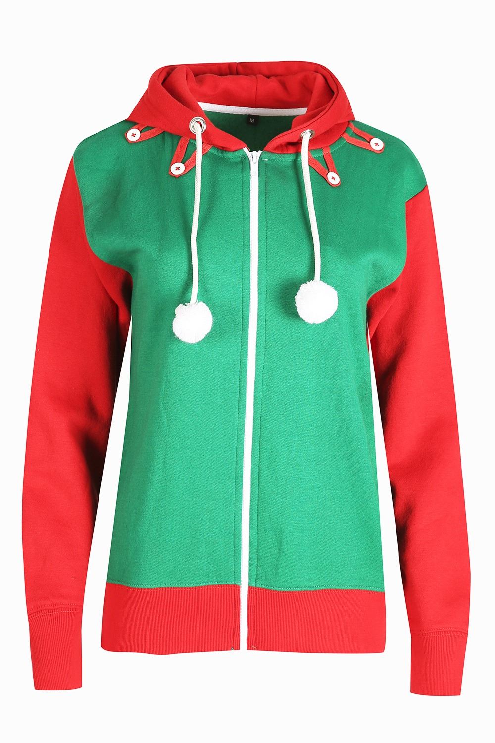 Womens Mens Elf Santa Christmas Hoody Jacket Festive Novelty Sweatshirt