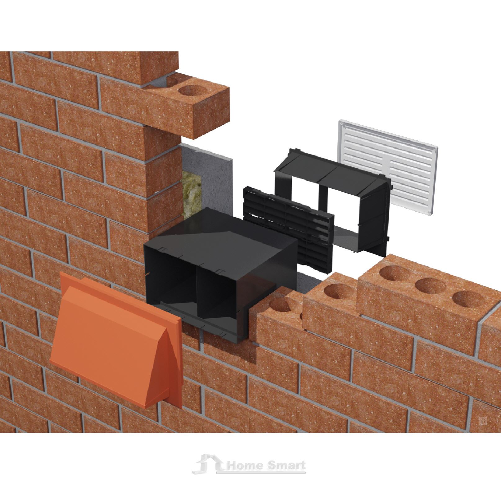 9" x 6" Cavity Wall Sleeve Vent with Brown Cowl Anti Air Draught