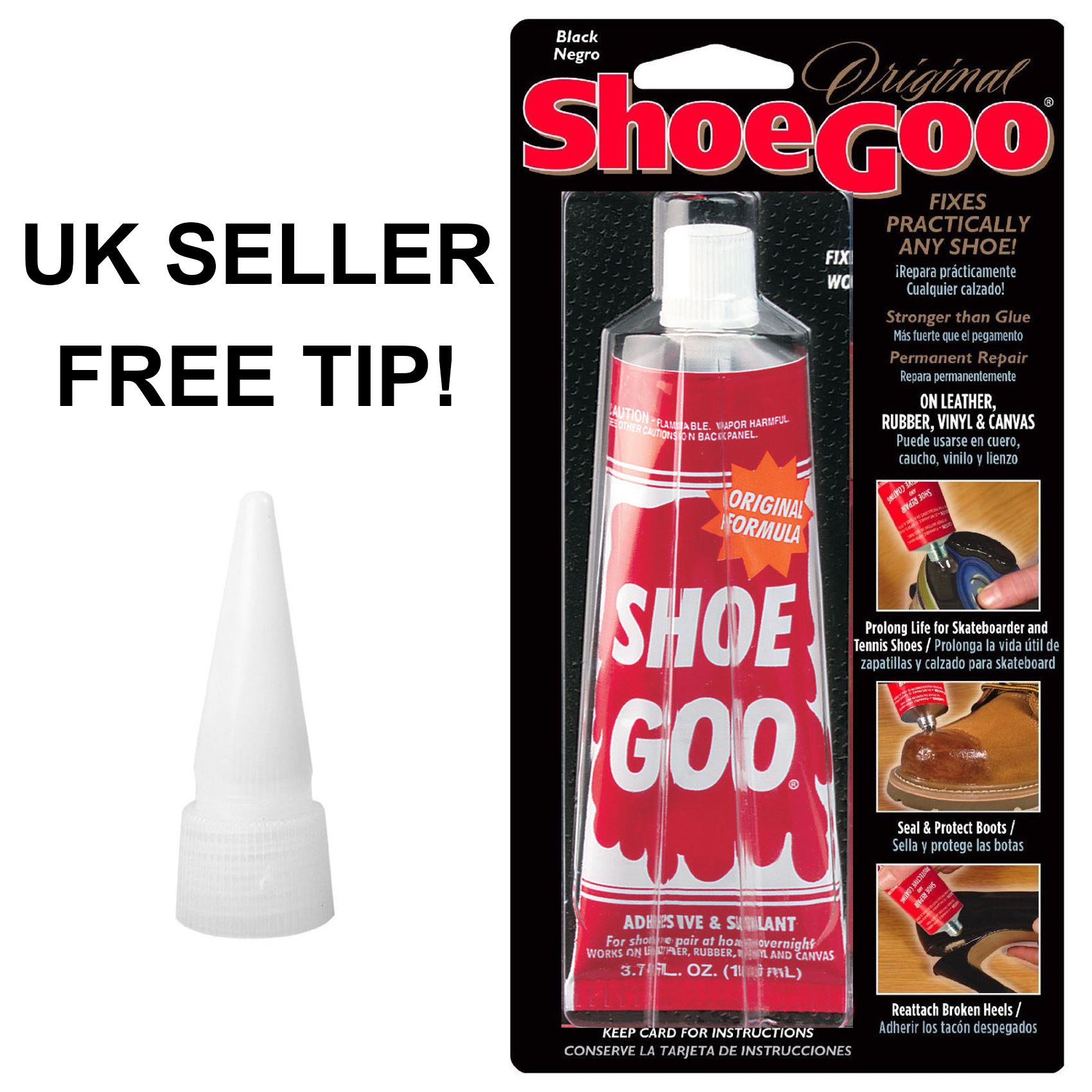 Shoe Goo CLEAR 110ml/3.7oz Tube of Glue & AdhesiveFREE APPLICATOR