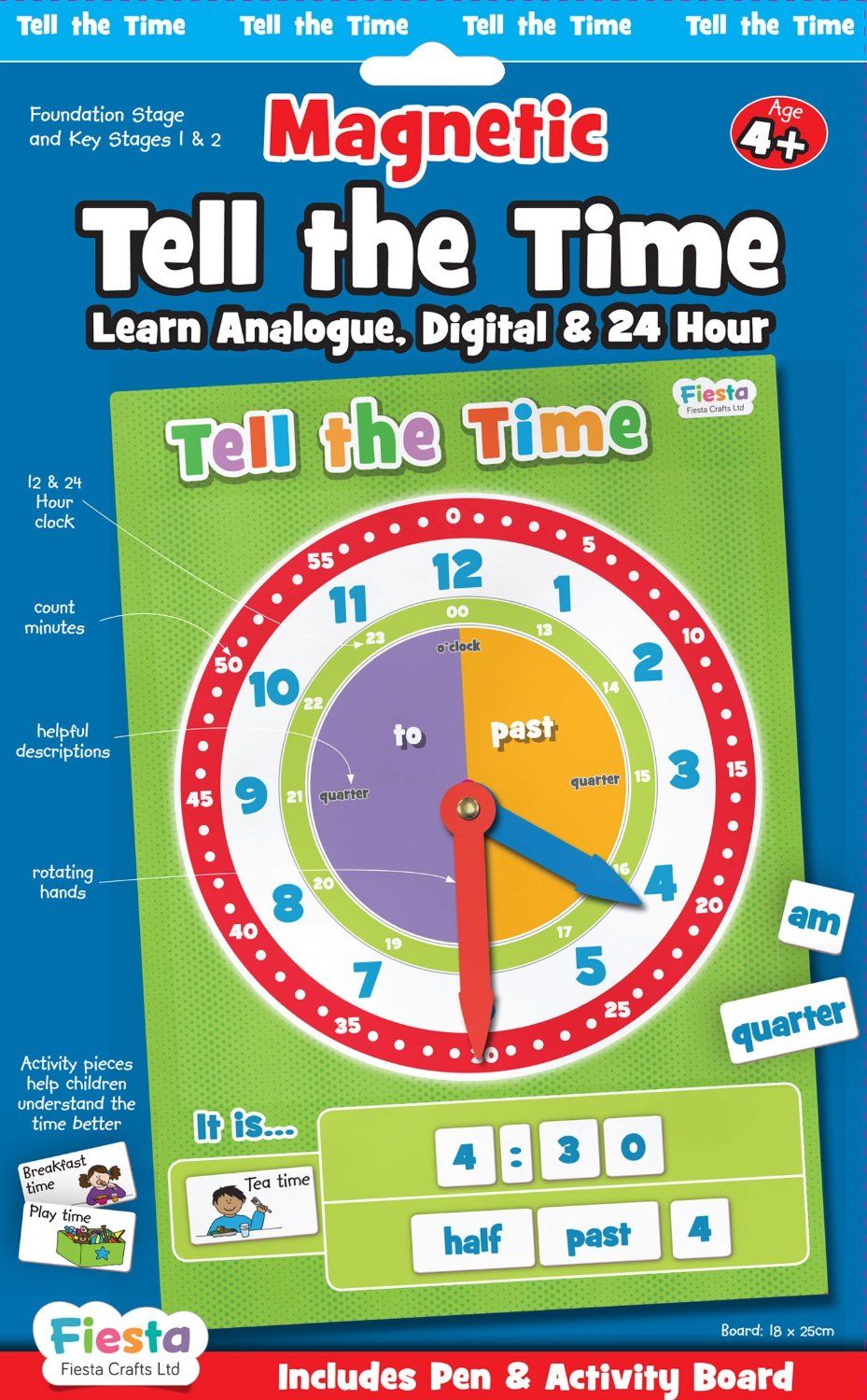 Fiesta Crafts Tell The Time Interactive Teaching Clock eBay