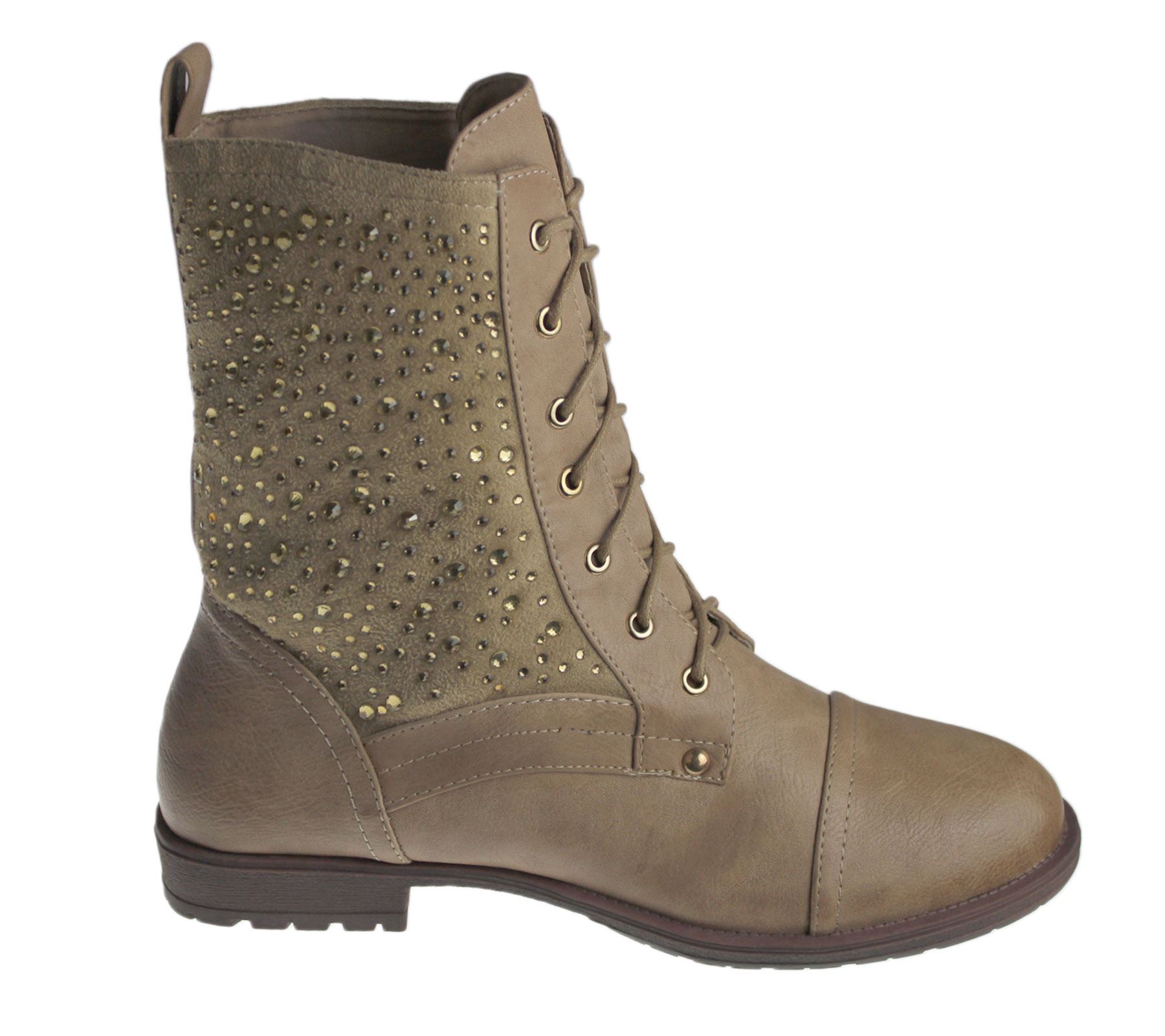 Womens High Top Ankle Boots Ladies Diamante Army Biker Desert Winter Shoes Size | eBay