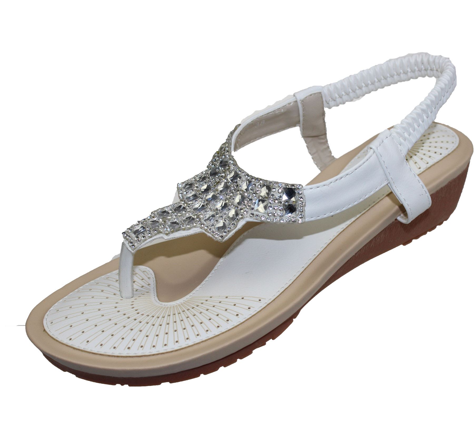 LADIES WOMENS NEW GLADIATOR DIAMANTE BRIDAL BLING SUMMER SANDALS FLIP FLOP SHOES | eBay