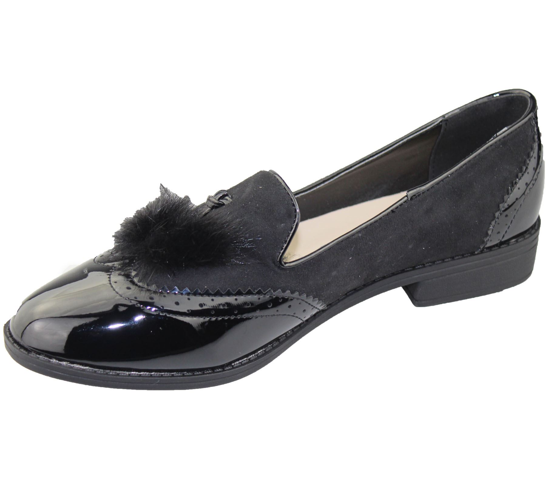 Womens Slip On Tasel Ladies Patent Suede Flat Oxford Loafers Brogues