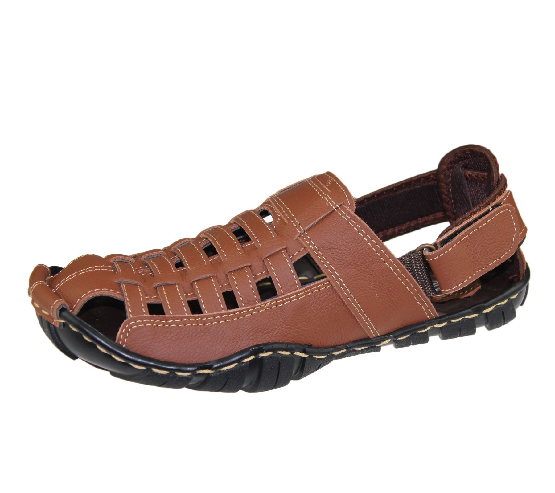 Mens Veclro Sandals Casual Beach Walking Beach Slipper Leather Fashion Flip Flop