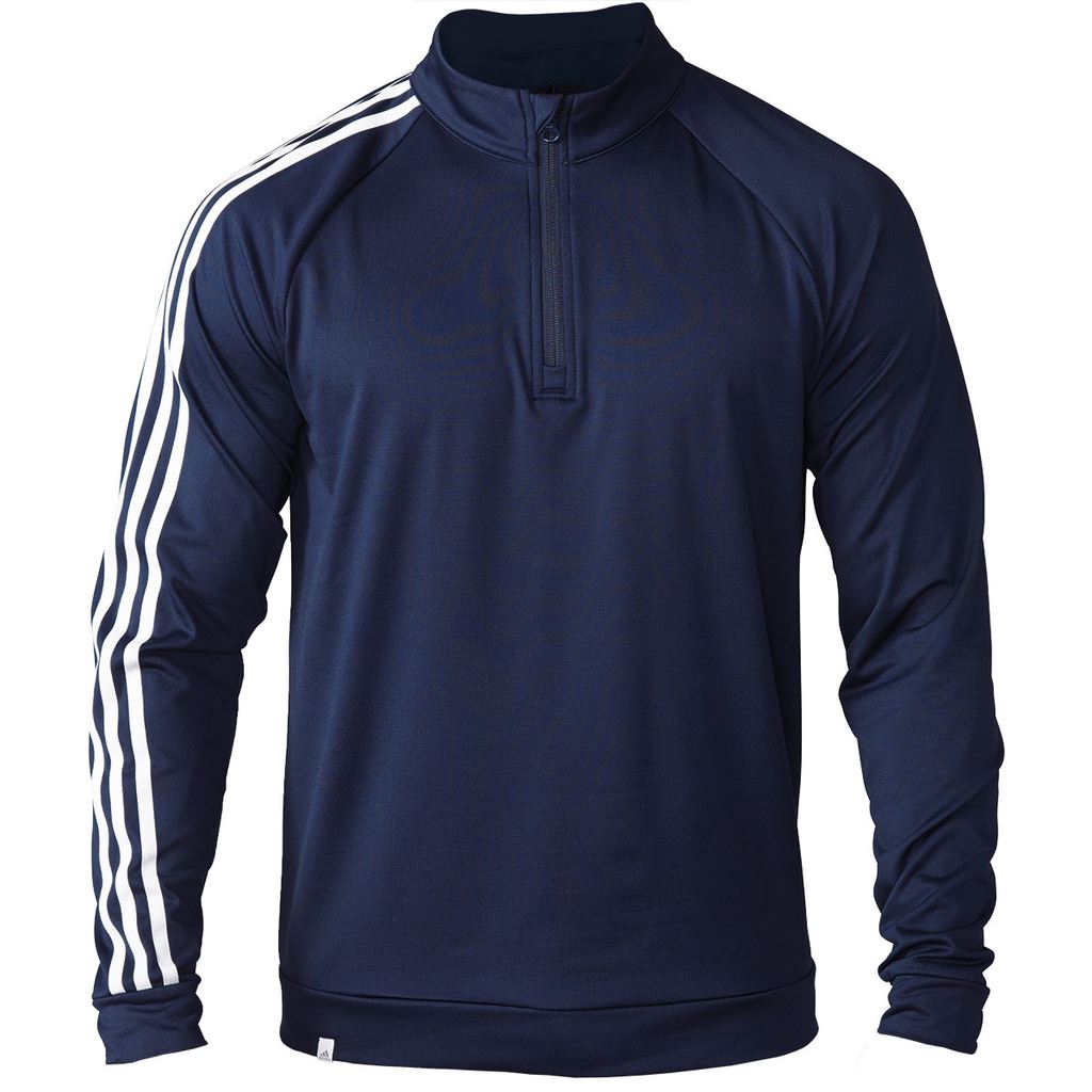2016 Adidas Mens 3Stripe 1/4 Zip Fleece Jacket Golf Cover Up Sweater