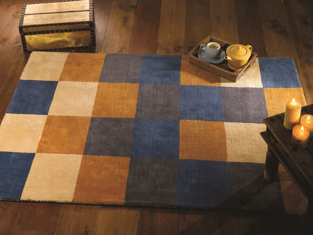 Check Pattern and Plain 100% Cotton Rugs Green Blue Pink Yellow Black White Grey - Picture 7 of 19