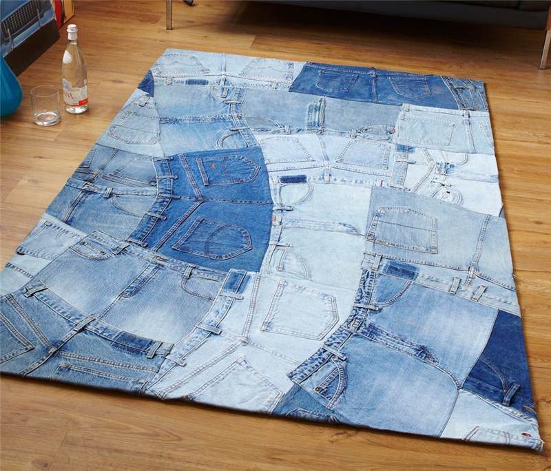 Made From 100 Denim Jeans, This Super Modern Blue Rug Is Stunning eBay