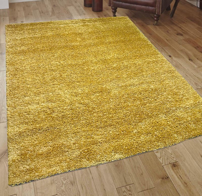 High Quality Short Dense Modern Plain Mustard Gold Shaggy Pile Rug