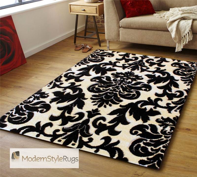Black & Ivory Rug Moda Handcarved Polypropelene Pile Sophisticated