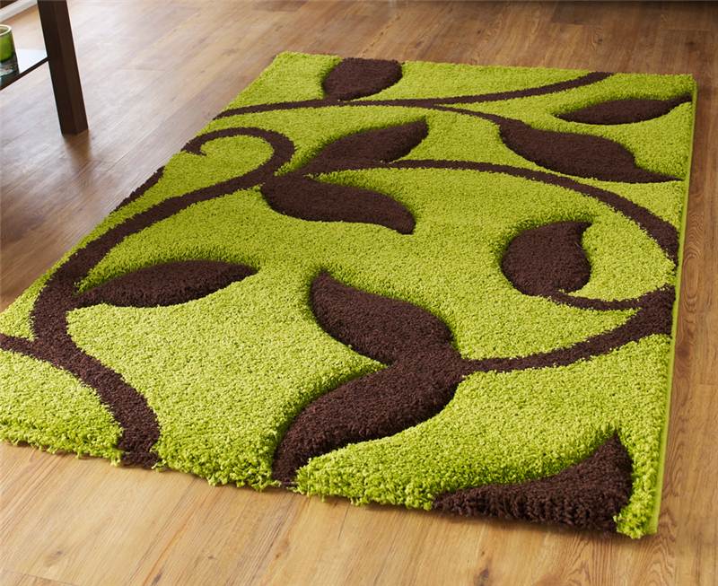 Green and Brown High Density Thick Pile Hand Carved Shaggy Rug eBay