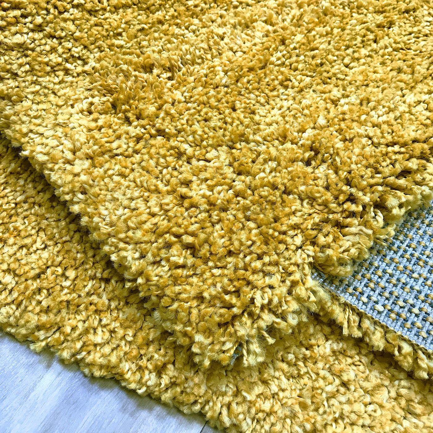 High Quality Short Dense Modern Plain Mustard Gold Shaggy Pile Rug