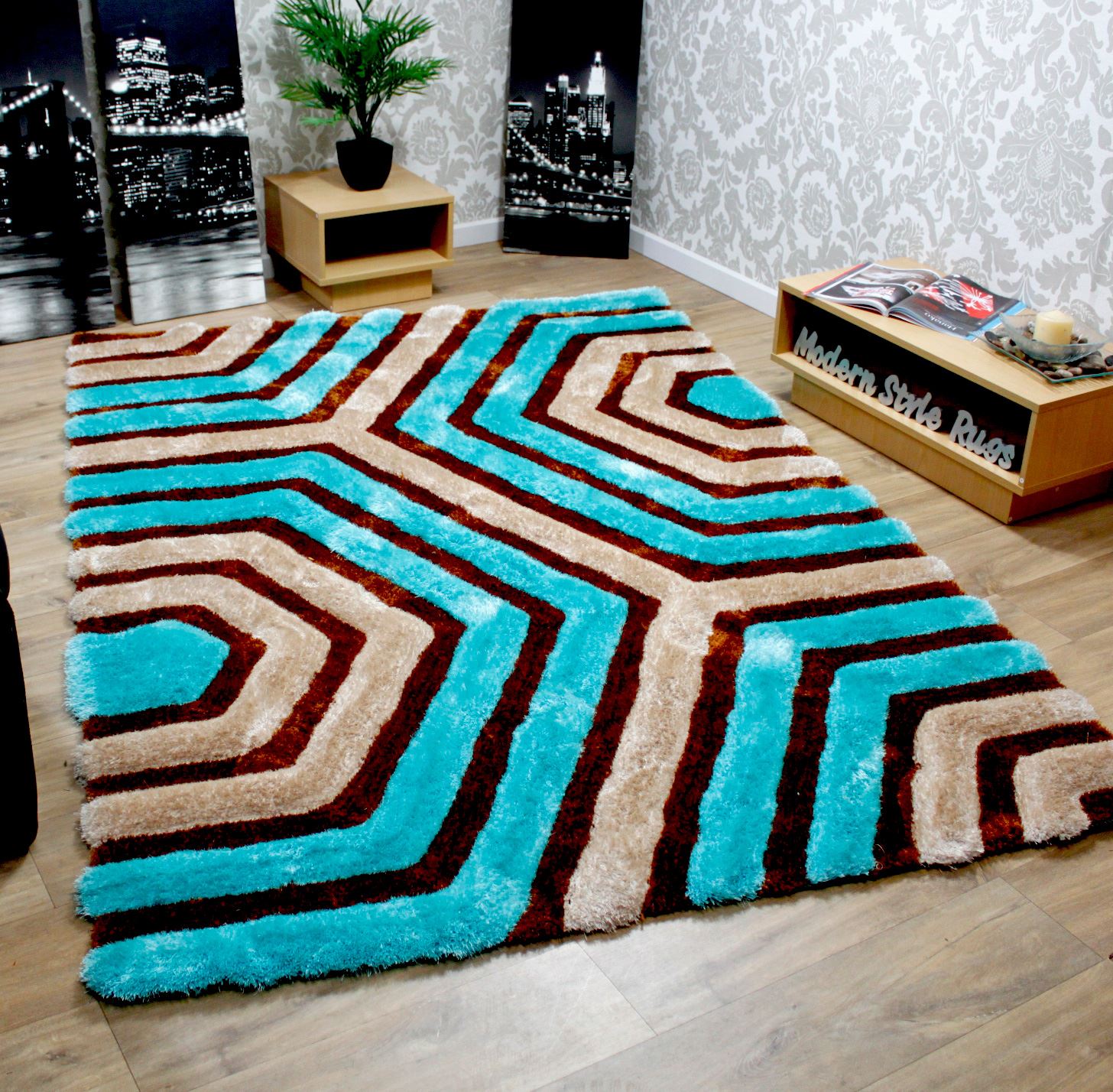 Thick Luxury 3D Effect Handcarved Modern Contemporary Soft Touch Large