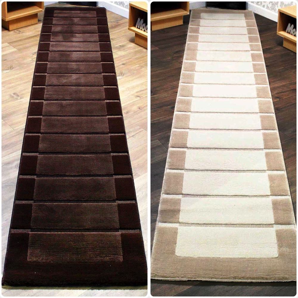 RRP Extra Long Thick Hallway Runner Rugs Chocolate Brown Beige Cream eBay