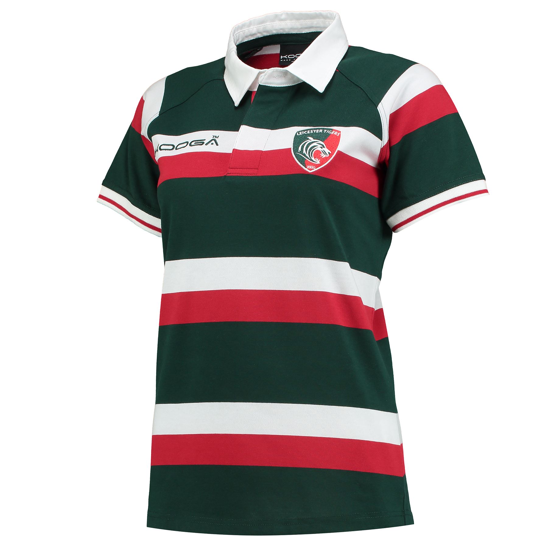 KooGa Womens Rugby Leicester Tigers Home Classic Jersey Short Sleeve