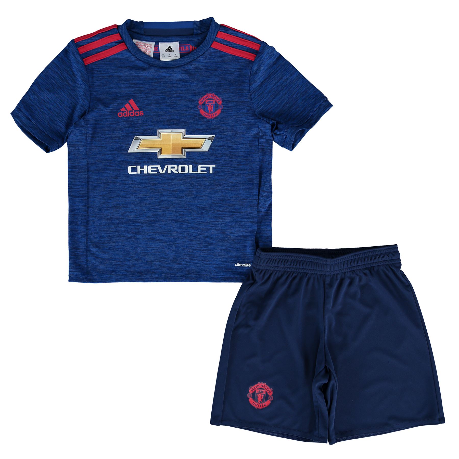 adidas Childrens Kids Football Soccer Manchester United Away Mini Kit