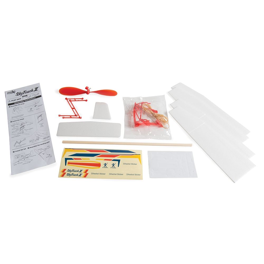 Sky Touch II Rubber Band Powered Glider Plane Biplane Kit Aircraft
