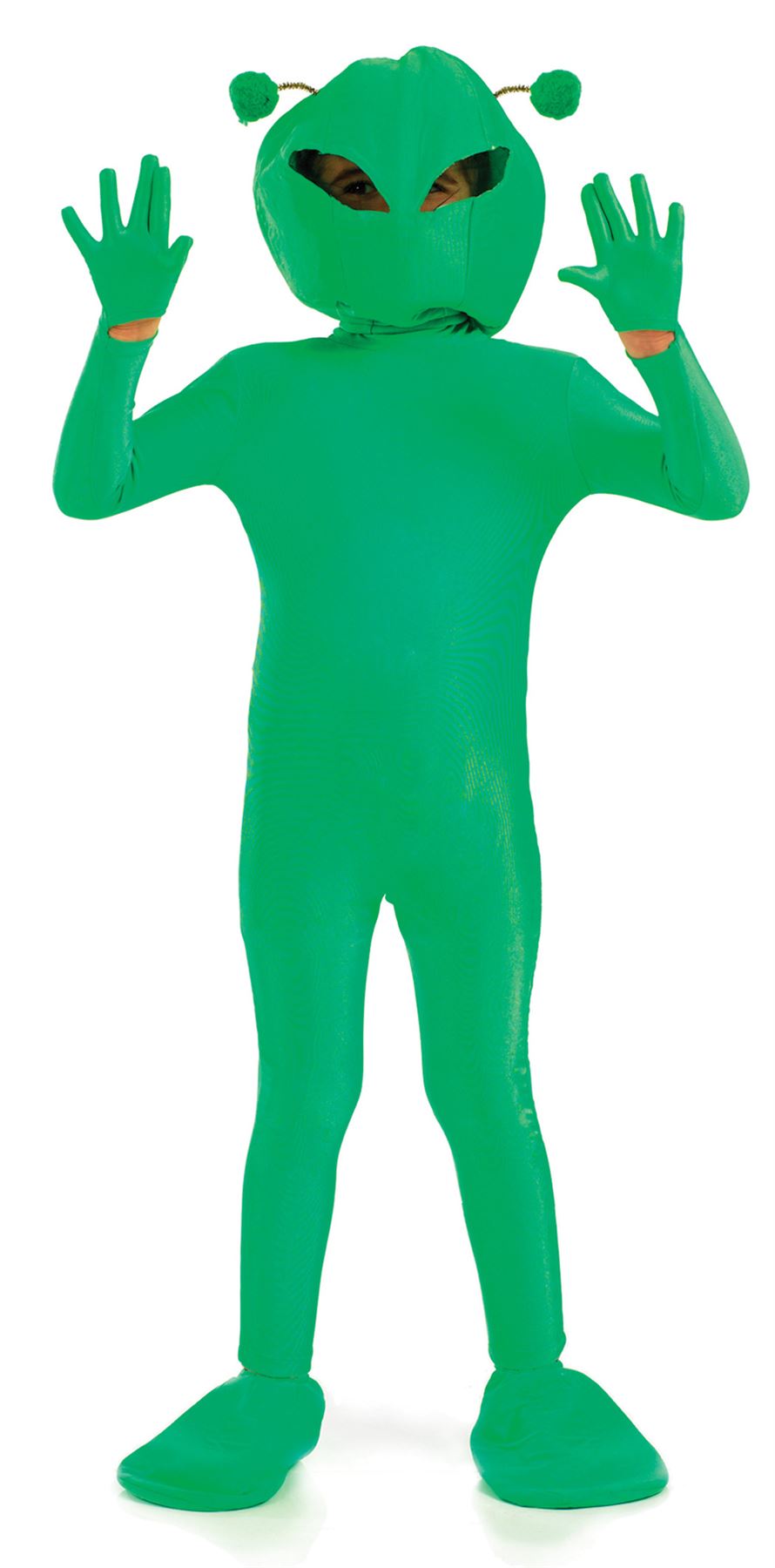 Boys Girls Green Alien UFO Martian Kids Halloween Fancy Dress Costume