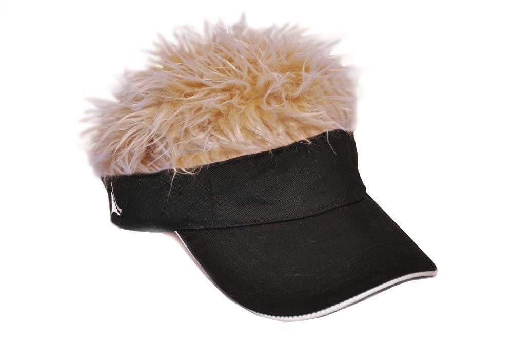 Flair Hair Novelty Pub Golf Sports Visor Cap & Spikey Hair Fancy Dress