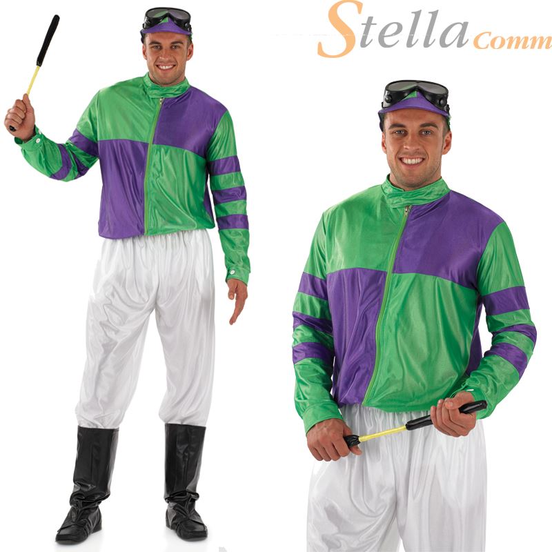 Mens Jockey Costume Horse Racing Adult Fancy Dress eBay
