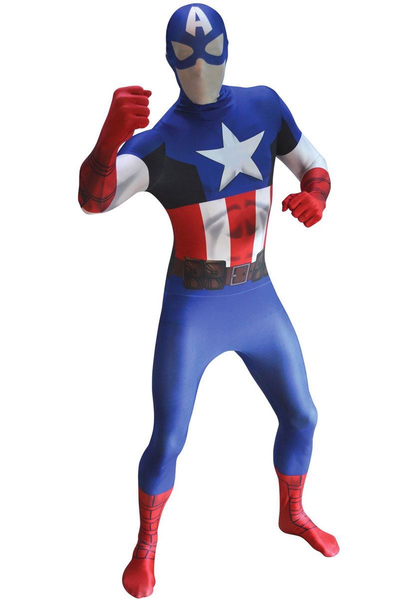 Mens Adult Marvel Morphsuit Super Hero Halloween Fancy Dress Costume