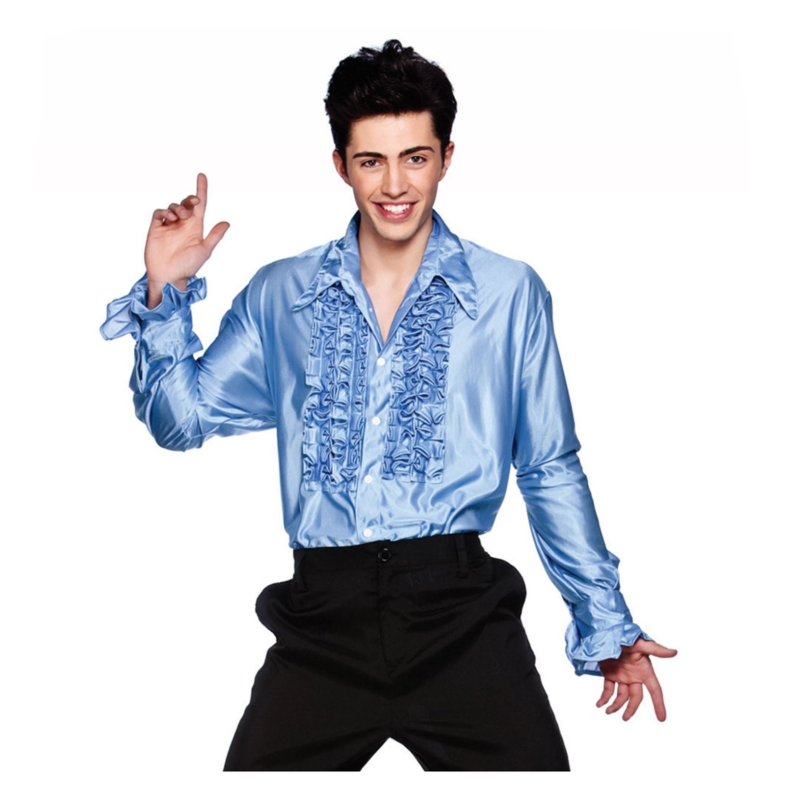 Adult Mens Disco Ruffle Shirt Saturday Night Fever 70s Fancy Dress