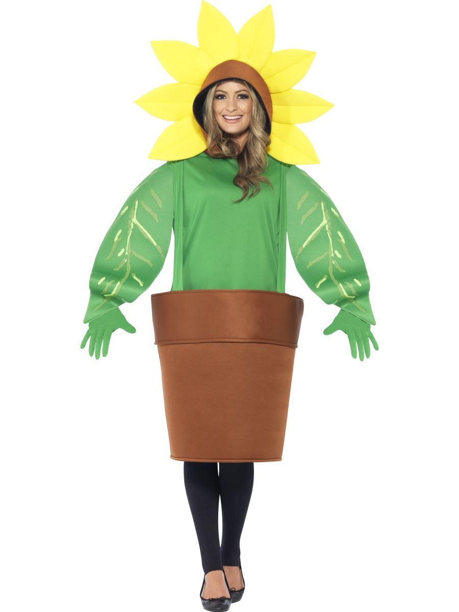 Adult Sunflower Plant Pot Garden Mens Ladies Flower Fancy Dress Costume