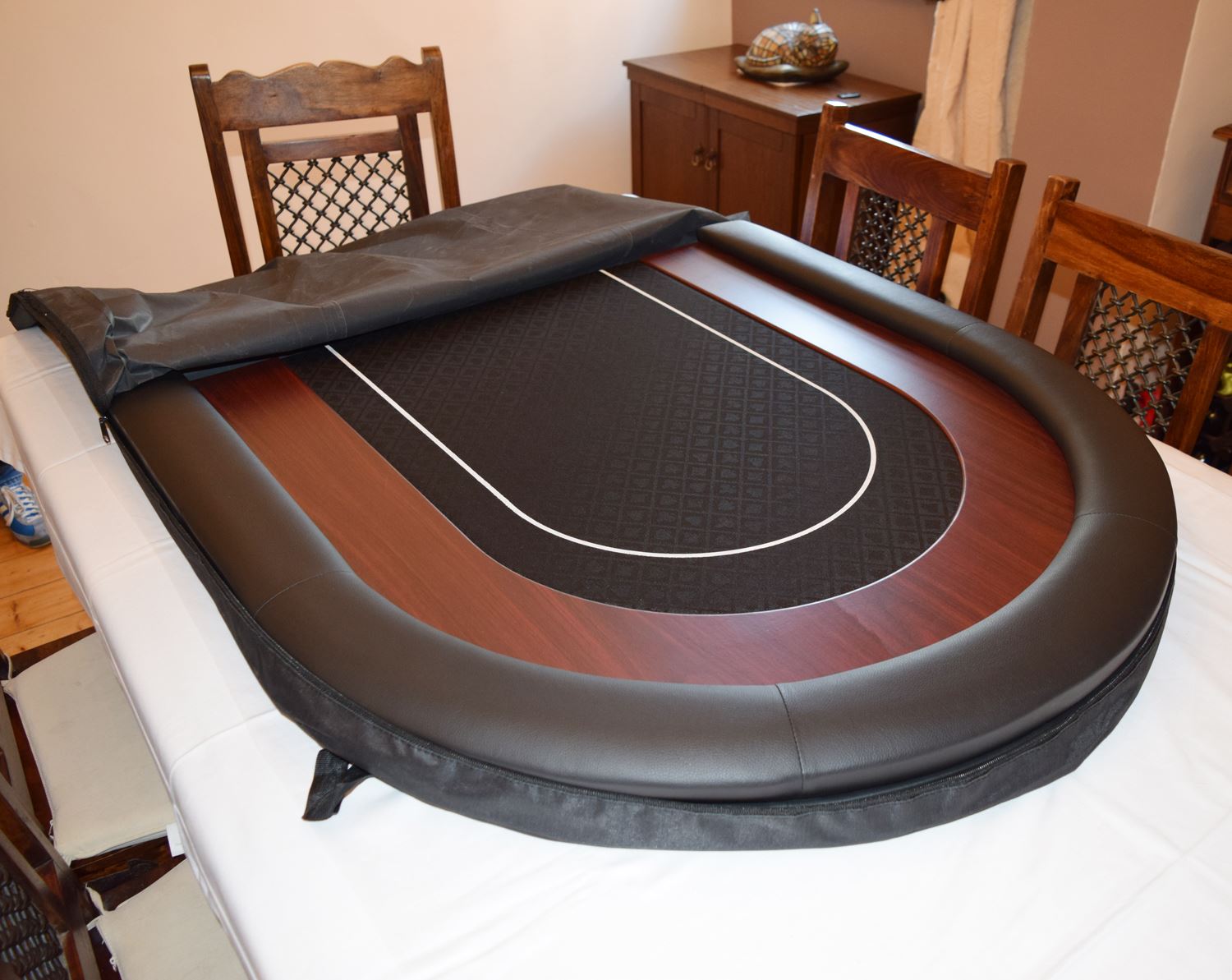 6ft x 3ft Folding Home Poker Table Top Speed Cloth Leather Rest Rail 8