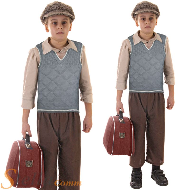 Boys Evacuee WW2 World War II Orphan Book Week Fancy Dress Costume Kids